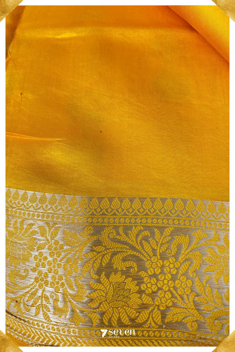 Mandakini Benares Yellow Pure Silk Saree | Silk Mark Certified - Seven Sarees - Saree - Seven Sarees