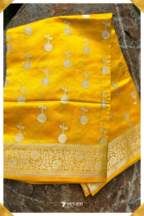 Mandakini Benares Yellow Pure Silk Saree | Silk Mark Certified - Seven Sarees - Saree - Seven Sarees