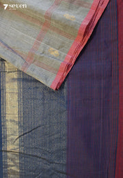 Mandakranta Signature Seven Handloom Grey Bangalore Pure Cotton Saree - Seven Sarees - Saree - Seven Sarees