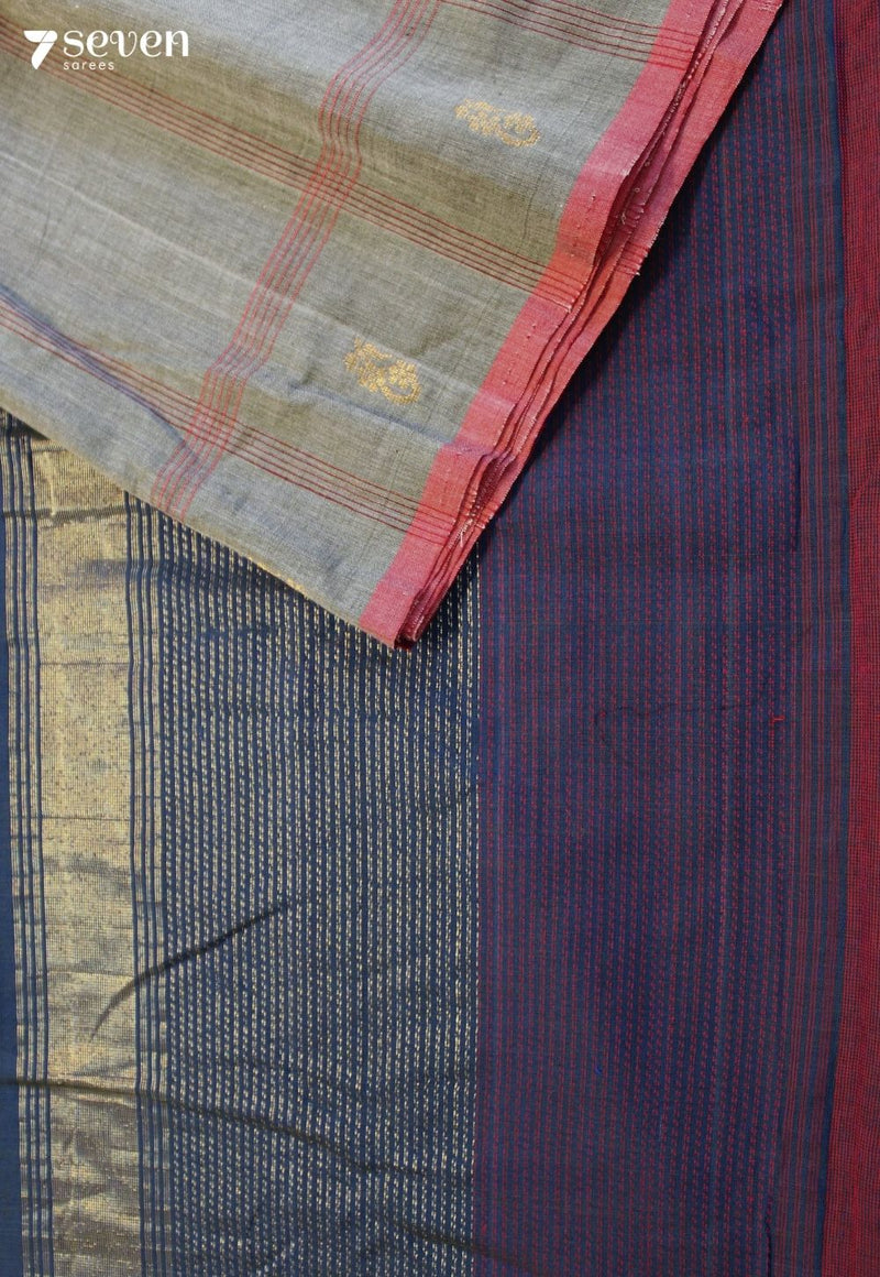 Mandakranta Signature Seven Handloom Grey Bangalore Pure Cotton Saree - Seven Sarees - Saree - Seven Sarees