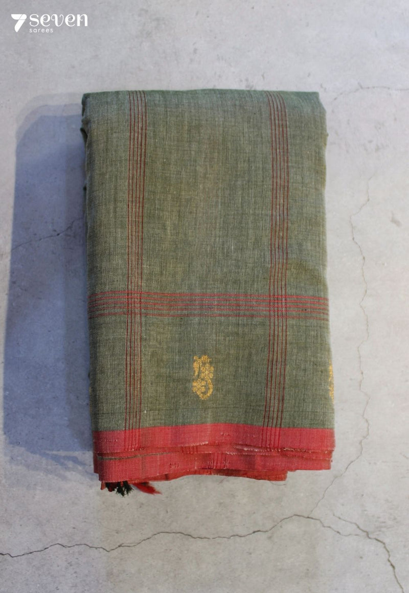 Mandakranta Signature Seven Handloom Grey Bangalore Pure Cotton Saree - Seven Sarees - Saree - Seven Sarees