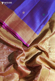 Mandara Rajyam Signature Seven Handloom Peacock Blue Bangalore Pure Silk Cotton Saree - Seven Sarees - Saree - Seven Sarees