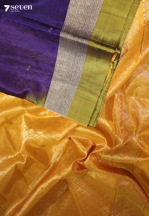 Mandara Signature Seven Handloom Purple Bangalore Pure Silk Cotton Saree - Seven Sarees - Saree - Seven Sarees