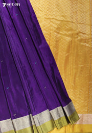 Mandara Signature Seven Handloom Purple Bangalore Pure Silk Cotton Saree - Seven Sarees - Saree - Seven Sarees