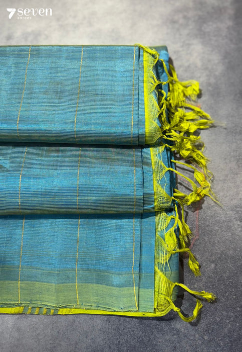 Manjula Mangalagiri Handloom Blue Vegan Silk Saree - Seven Sarees - Saree - Seven Sarees