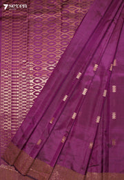 Manjula Signature Seven Handloom Purple Bangalore Pure Silk Saree|Silk Mark Certified - Seven Sarees - Saree - Seven Sarees