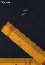 Mavira Signature Seven Handloom Black Bangalore Pure Cotton Saree - Seven Sarees - Saree - Seven Sarees