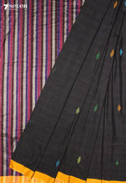 Mavira Signature Seven Handloom Black Bangalore Pure Cotton Saree - Seven Sarees - Saree - Seven Sarees