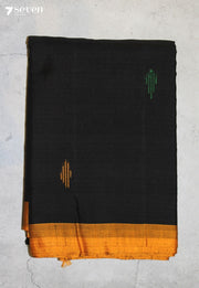 Mavira Signature Seven Handloom Black Bangalore Pure Cotton Saree - Seven Sarees - Saree - Seven Sarees