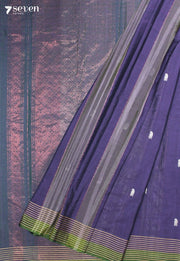 Mayanthi Signature Seven Handloom Purple Bangalore Pure Cotton Saree - Seven Sarees - Saree - Seven Sarees
