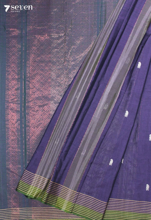 Mayanthi Signature Seven Handloom Purple Bangalore Pure Cotton Saree - Seven Sarees - Saree - Seven Sarees