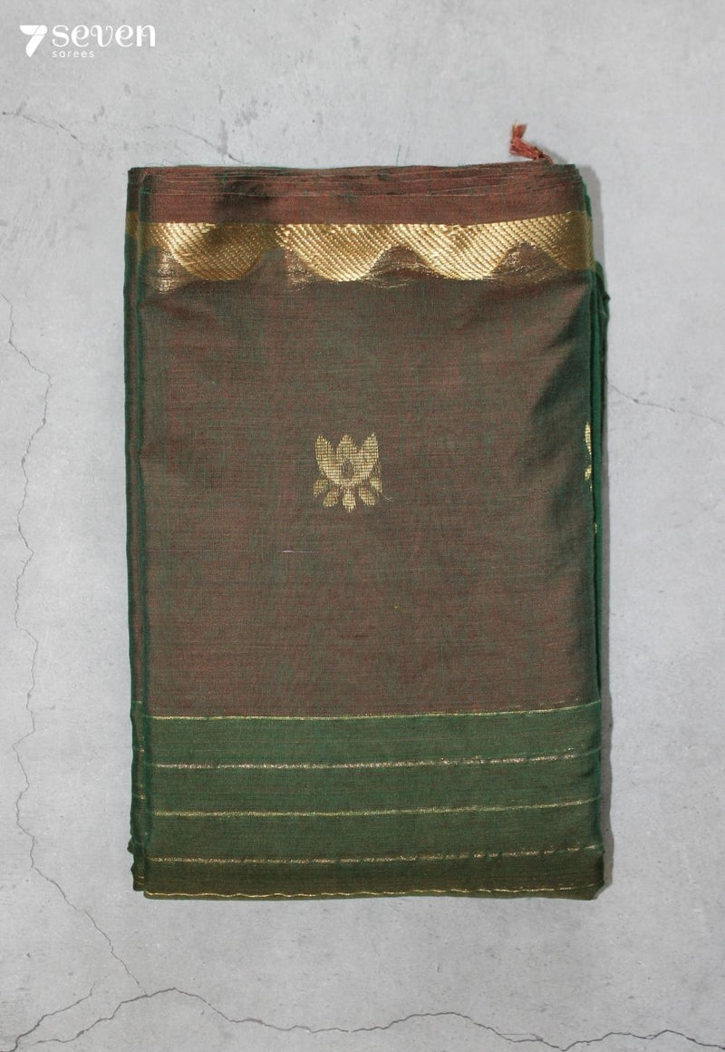 Mayunvi Signature Seven Handloom Green Bangalore Pure Cotton Saree - Seven Sarees - Saree - Seven Sarees