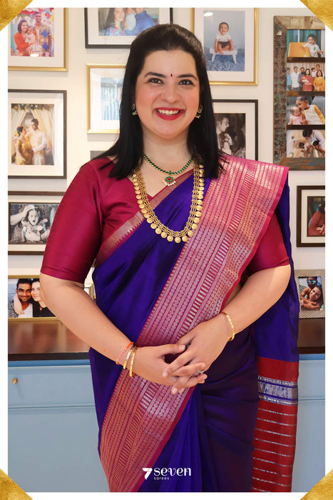 Mayura Mangalagiri Handloom Blue/Pink Pure Silk-Cotton Saree