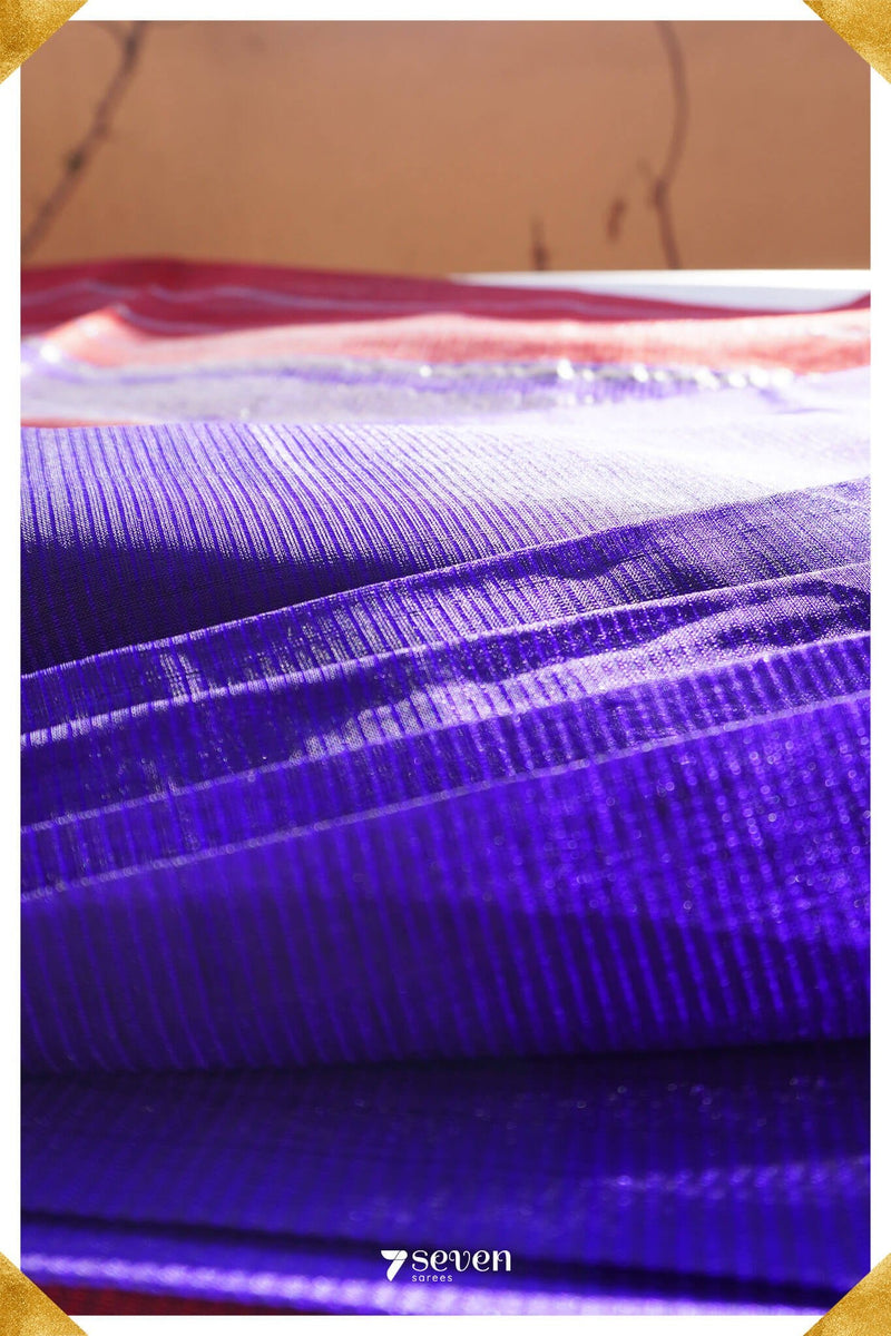 Mayura Mangalagiri Handloom Blue/Pink Pure Silk-Cotton Saree - Seven Sarees - Saree - Seven Sarees