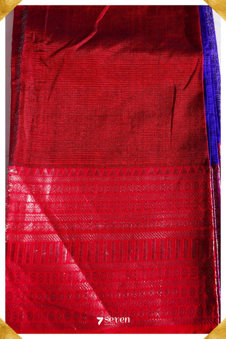 Mayura Mangalagiri Handloom Blue/Pink Pure Silk-Cotton Saree - Seven Sarees - Saree - Seven Sarees