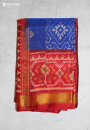 Mayuraa Patola Handloom Single Ikkat Blue Pure Silk Saree|Silk Mark Certified - Seven Sarees - Saree - Seven Sarees