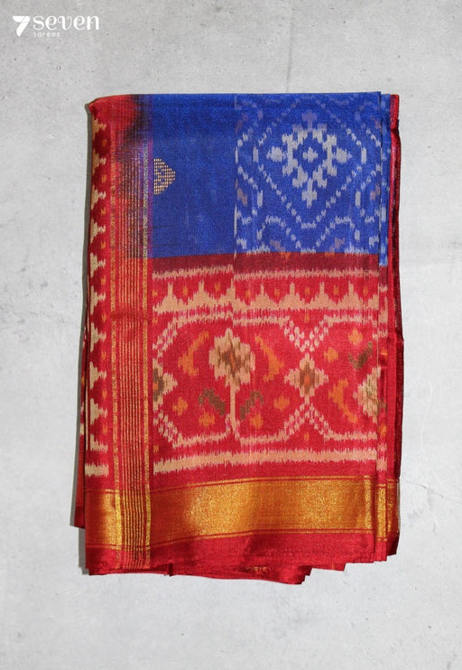 Mayuraa Patola Handloom Single Ikkat Blue Pure Silk Saree|Silk Mark Certified - Seven Sarees - Saree - Seven Sarees