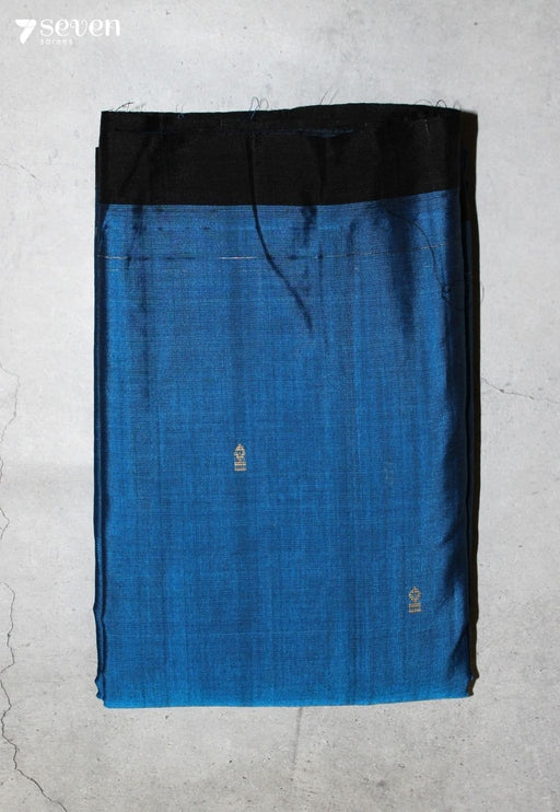 Mehira Signature Seven Handloom Blue Bangalore Pure Cotton Saree - Seven Sarees - Saree - Seven Sarees