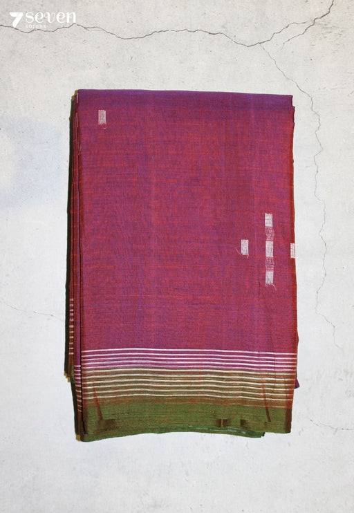 Meranthi Signature Seven Handloom Purple Bangalore Pure Cotton Saree - Seven Sarees - Saree - Seven Sarees