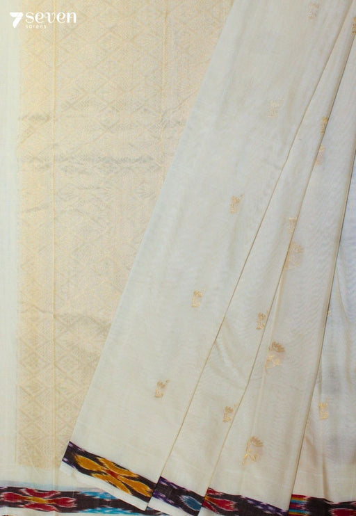 Merashi Signature Seven Handloom Off-White Bangalore Pure Cotton Saree - Seven Sarees - Saree - Seven Sarees