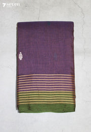 Merusha Signature Seven Handloom Purple Bangalore Pure Cotton Saree - Seven Sarees - Saree - Seven Sarees