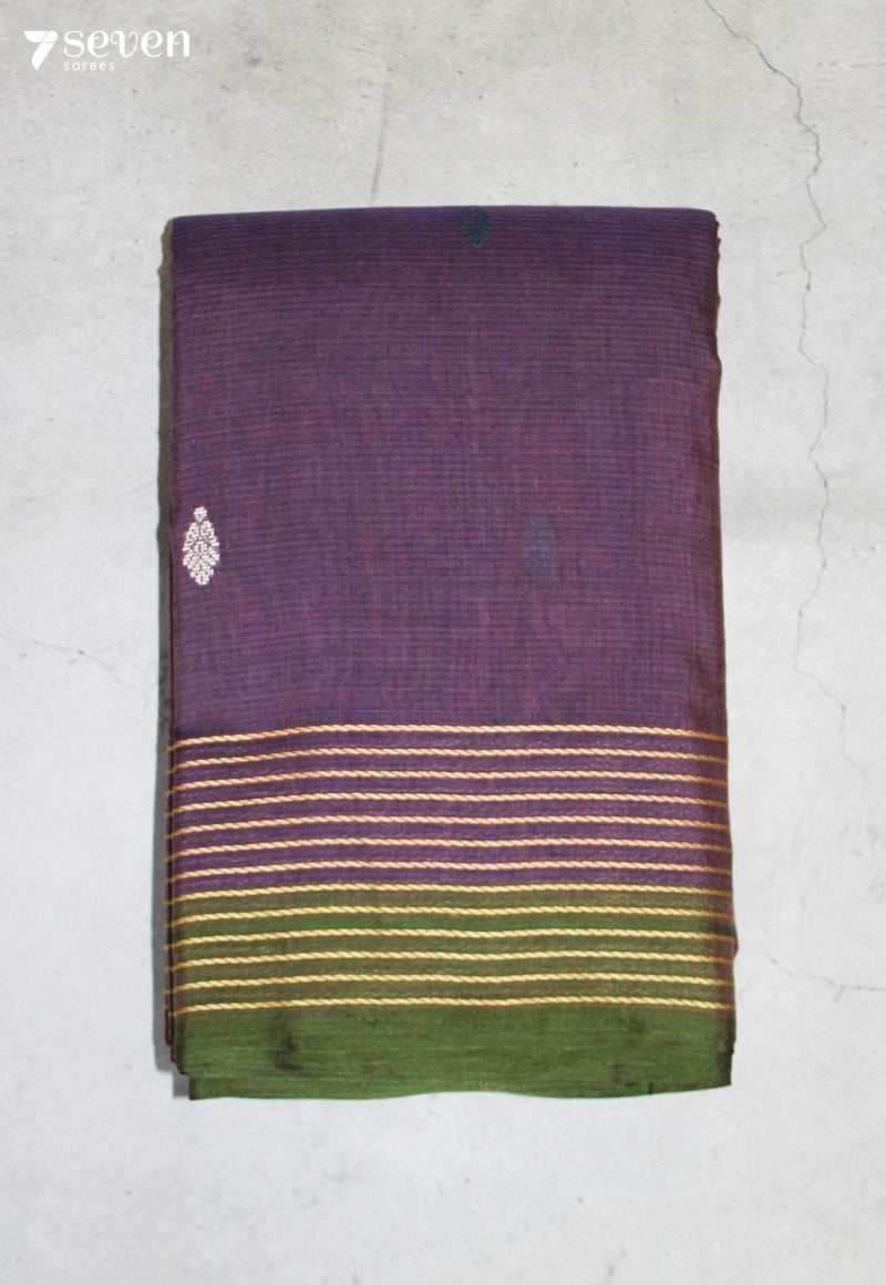 Merusha Signature Seven Handloom Purple Bangalore Pure Cotton Saree - Seven Sarees - Saree - Seven Sarees