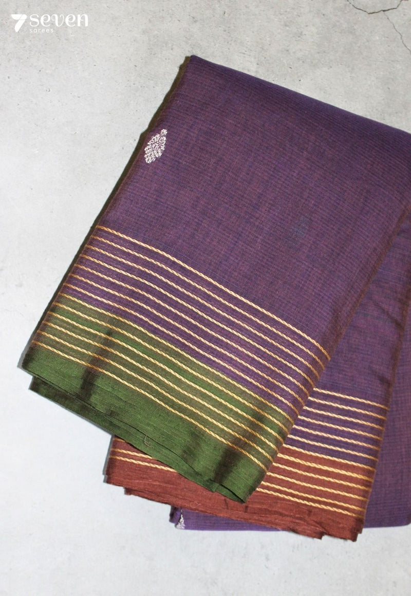 Merusha Signature Seven Handloom Purple Bangalore Pure Cotton Saree - Seven Sarees - Saree - Seven Sarees