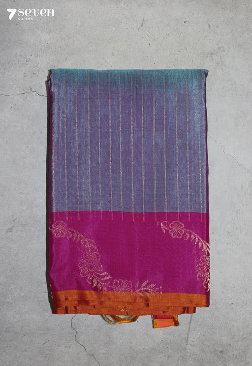 Meruva Signature Seven Handloom Purple Pure Silk Cotton Saree - Seven Sarees - Saree - Seven Sarees