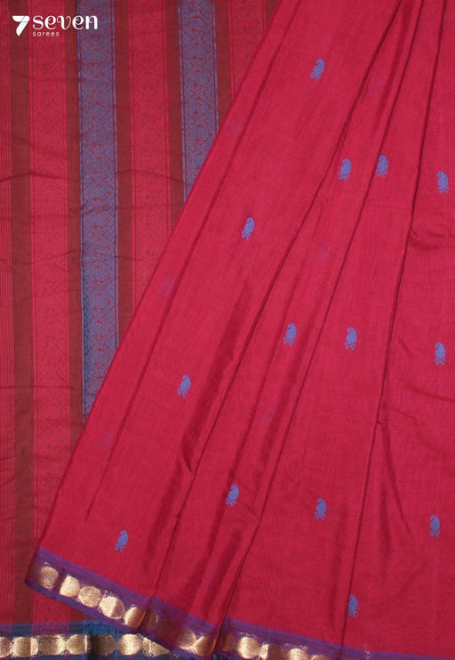 Mihvani Signature Seven Handloom Red Bangalore Pure Cotton Saree - Seven Sarees - Saree - Seven Sarees