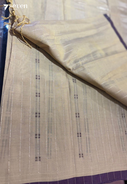 Mira Signature Seven Handloom Brown/Maroon Bangalore Pure Cotton Saree - Seven Sarees - Saree - Seven Sarees