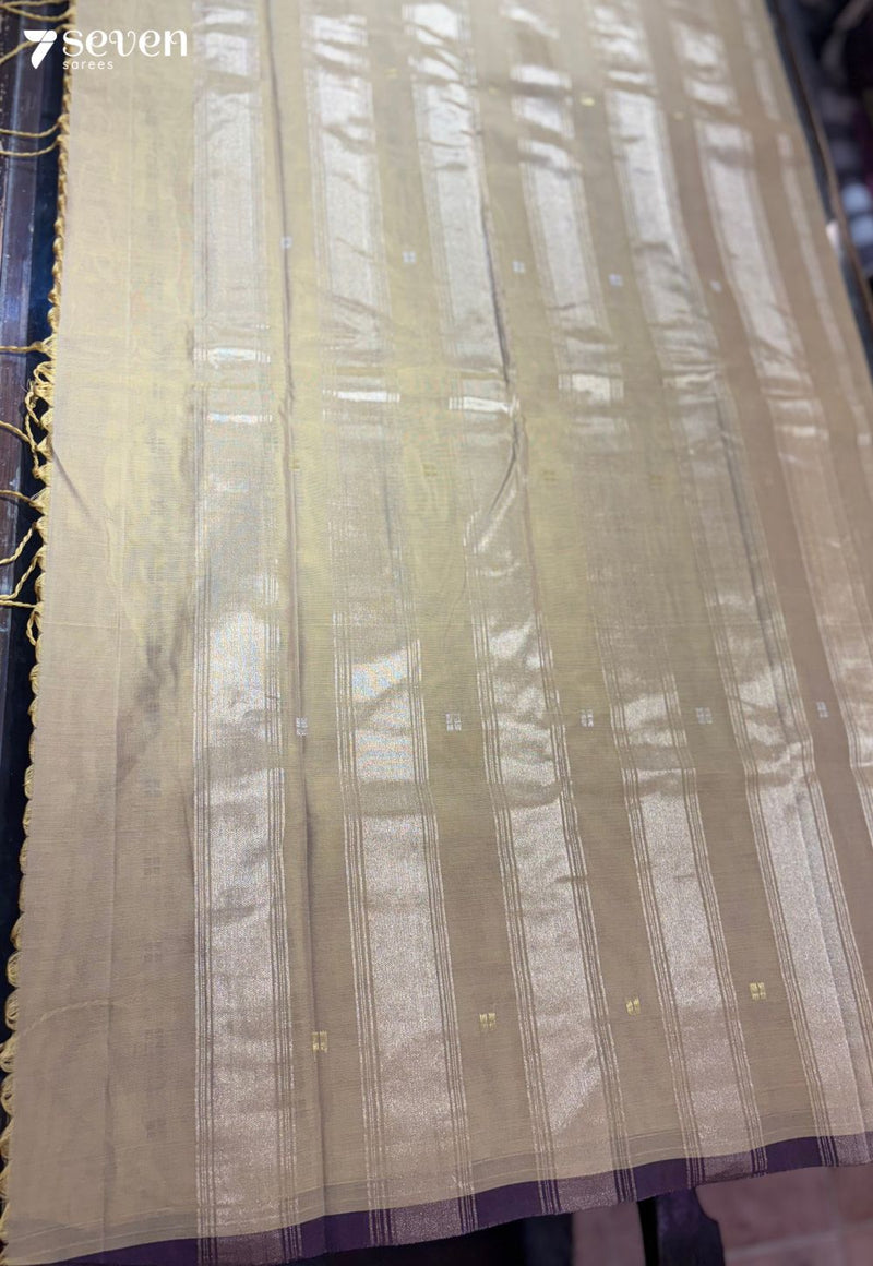 Mira Signature Seven Handloom Brown/Maroon Bangalore Pure Cotton Saree - Seven Sarees - Saree - Seven Sarees
