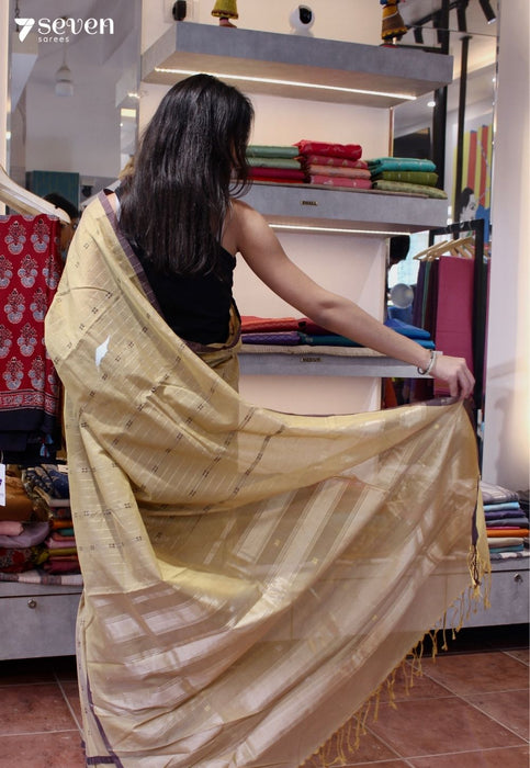 Mira Signature Seven Handloom Brown/Maroon Bangalore Pure Cotton Saree - Seven Sarees - Saree - Seven Sarees