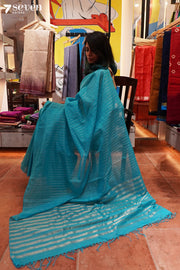 Miraaya Signature Seven Handloom Blue Bangalore Pure Cotton Saree - Seven Sarees - Saree - Seven Sarees