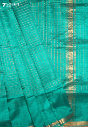 Miranthi Mangalagiri Handloom Blue Silk Cotton Checked Saree - Seven Sarees - Saree - Seven Sarees