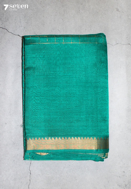 Miranthi Mangalagiri Handloom Blue Silk Cotton Checked Saree - Seven Sarees - Saree - Seven Sarees
