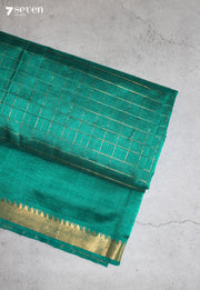 Miranthi Mangalagiri Handloom Blue Silk Cotton Checked Saree - Seven Sarees - Saree - Seven Sarees