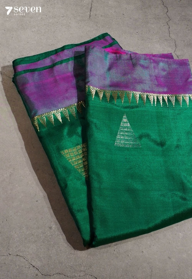 Mist Green Signature Seven Handloom Green Bangalore Pure Silk Saree|Silk Mark Certified - Seven Sarees - Saree - Seven Sarees