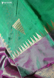 Mist Green Signature Seven Handloom Green Bangalore Pure Silk Saree|Silk Mark Certified - Seven Sarees - Saree - Seven Sarees