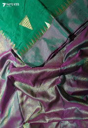 Mist Green Signature Seven Handloom Green Bangalore Pure Silk Saree|Silk Mark Certified - Seven Sarees - Saree - Seven Sarees