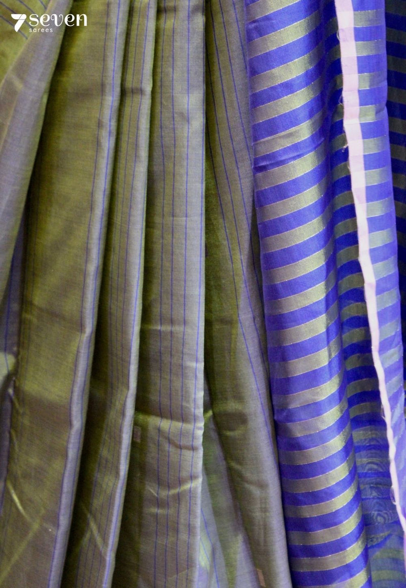 Misty Basil Signature Seven Handloom Green Bangalore Vegan Silk Saree - Seven Sarees - Saree - Seven Sarees