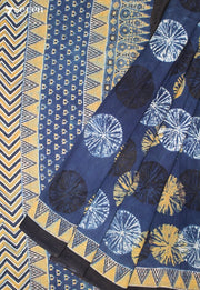 Mokari Kutch Blue Pure Handmade Ajrakh 100% Cotton Saree - Seven Sarees - Saree - Seven Sarees