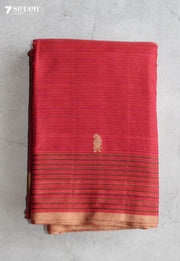 Mokoru Signature Seven Handloom Red Bangalore Pure Cotton Saree - Seven Sarees - Saree - Seven Sarees
