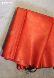 Monsoon Story Handloom Orange Pure Tussar Silk(Kosa) Saree| Silk Mark Certified - Seven Sarees - Saree - Seven Sarees