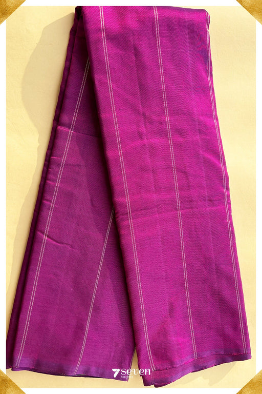 Moonlit Orchid Signature Seven Handloom Pink - Green Bangalore Silk Cotton Saree - Seven Sarees - Saree - Seven Sarees