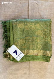 Moringa Chattisgarh Green Pure Kosa Silk Saree | Silk Mark Certified - Seven Sarees - Saree - Seven Sarees