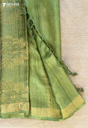 Moringa Chattisgarh Green Pure Kosa Silk Saree | Silk Mark Certified - Seven Sarees - Saree - Seven Sarees