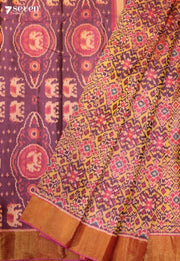 Morneli Patola Handloom Single Ikkat Pink Pure Silk Saree|Silk Mark Certified - Seven Sarees - Saree - Seven Sarees