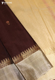 Morning Bloom Signature Seven Handloom Coffee Brown Bangalore Pure Silk Cotton Saree - Seven Sarees - Saree - Seven Sarees