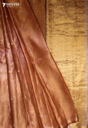 Morning Dew Handloom Golden Rust Pure Tussar Tissue Silk(Kosa) Saree| Silk Mark Certified - Seven Sarees - Saree - Seven Sarees