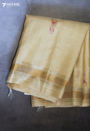 Morning Dew Handloom Off White Pure Tussar Silk(Kosa) Saree| Silk Mark Certified - Seven Sarees - Saree - Seven Sarees